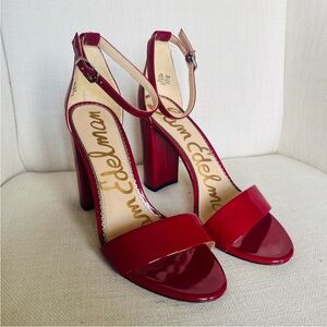 Sam Edelman Red Patent Block Heels Sandals 8.5